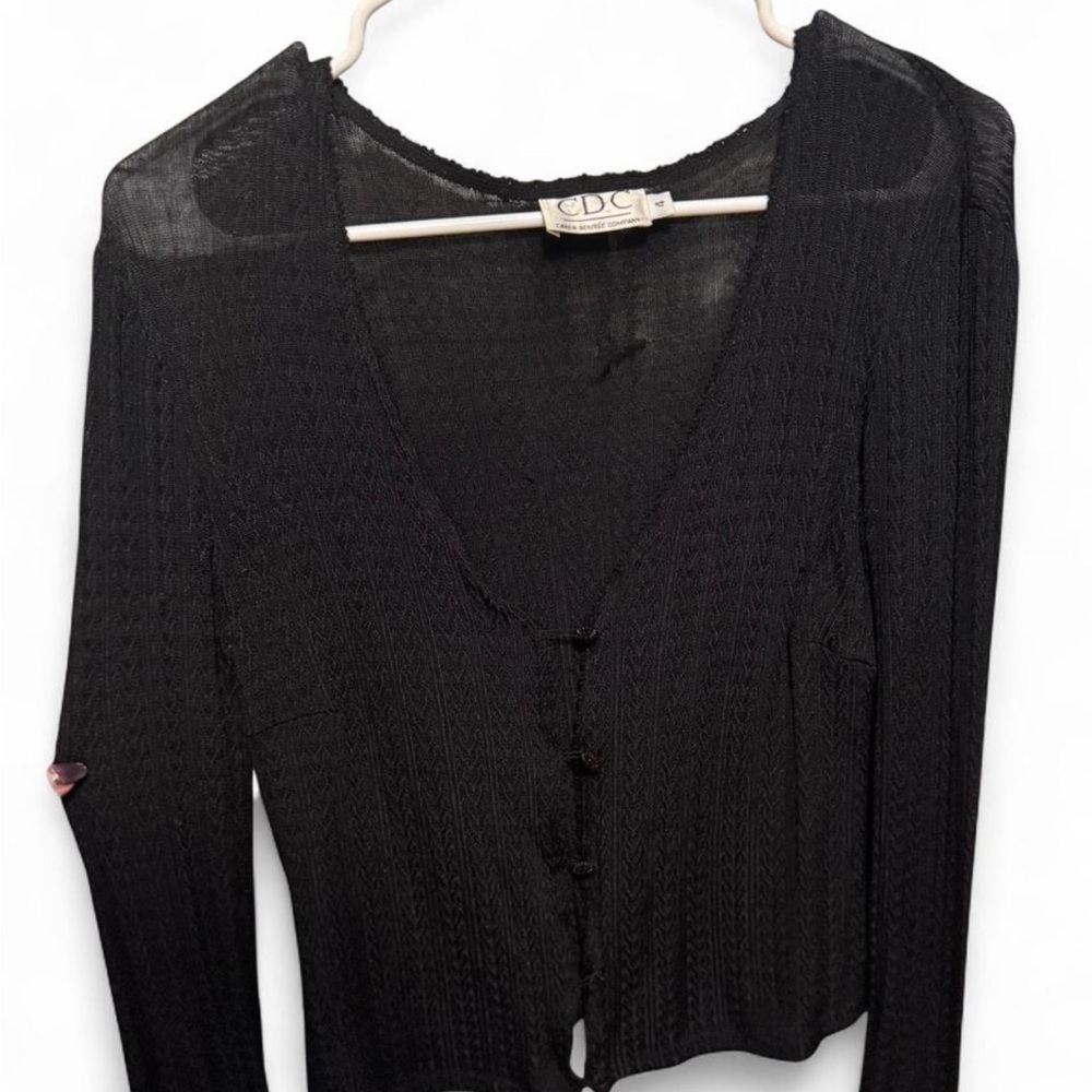 Vintage CDC black Button Front cardigan size 4 - Picture 6 of 6